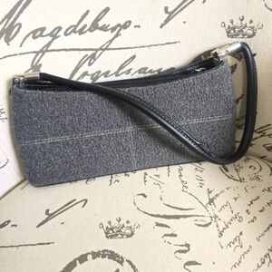 Charcoal wool material lined handbag GUC